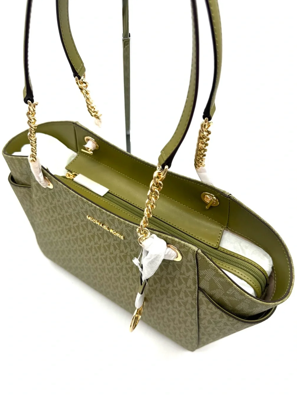 Michael Kors Jet Set Large Signature Logo Shoulder Bag-Oregano